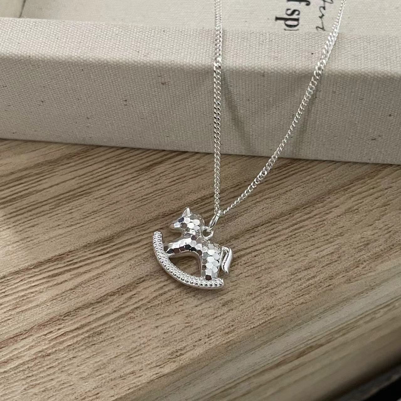 C2廠 韓國韓版復古小木馬S925純銀項鍊 批發 折扣@洽客服 25.11.W1「SN3517」