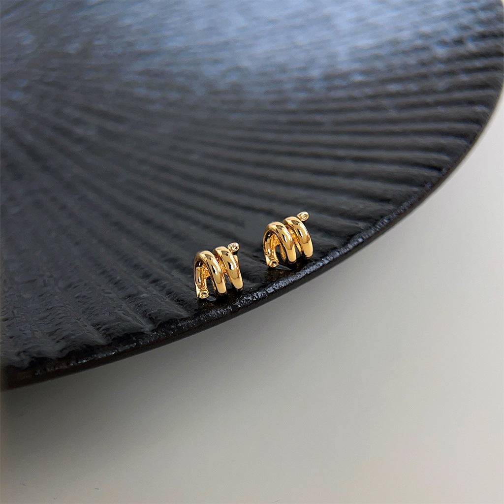 A廠 日韓款多層繞線幾何銀針耳環 批發 折扣@洽客服 25.11.W4「4055」