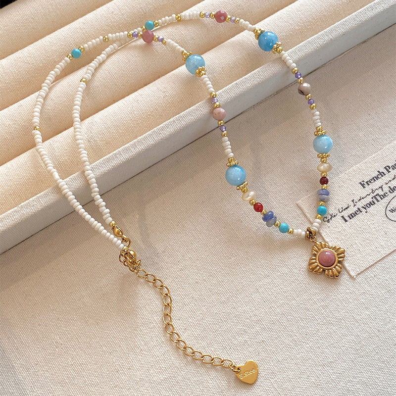 A2廠 韓國韓版鈦鋼石頭水晶串珠項鍊 批發 折扣@洽客服 25.11.W3「WN1496」