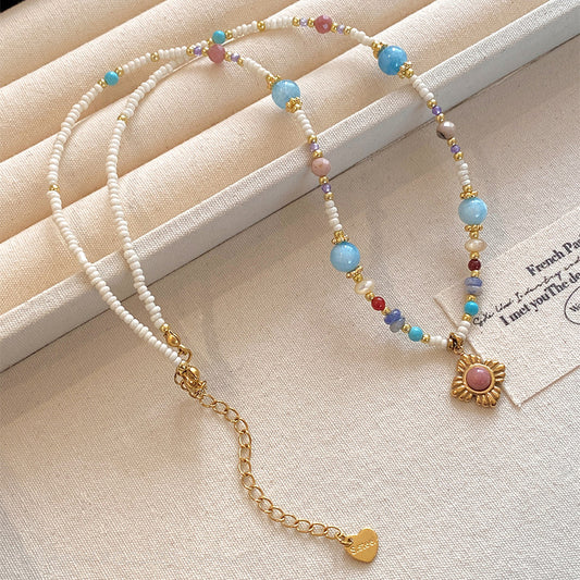 A2廠 韓國韓版鈦鋼石頭水晶串珠項鍊 批發 折扣@洽客服 25.11.W3「WN1496」