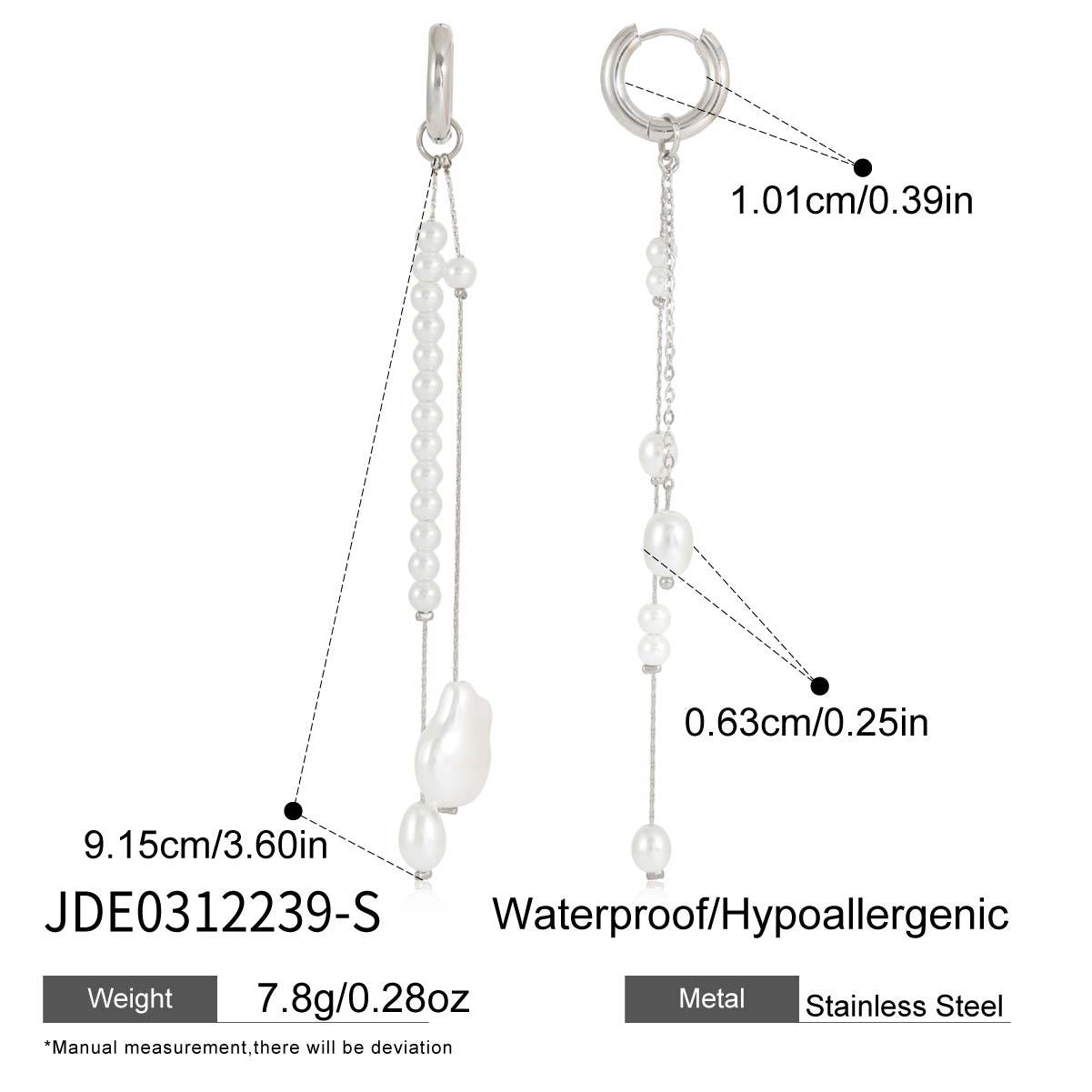 B廠 歐美款原色珍珠鈦鋼鍍18K金耳環批發 折扣@洽客服 26.03.W2「JDE0312239-S」