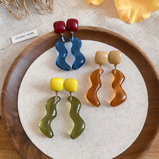 A2廠 韓國韓版瑠璃霧藍感撞色樹脂銀針耳環批發 折扣@洽客服 26.04.W4「HE32528」