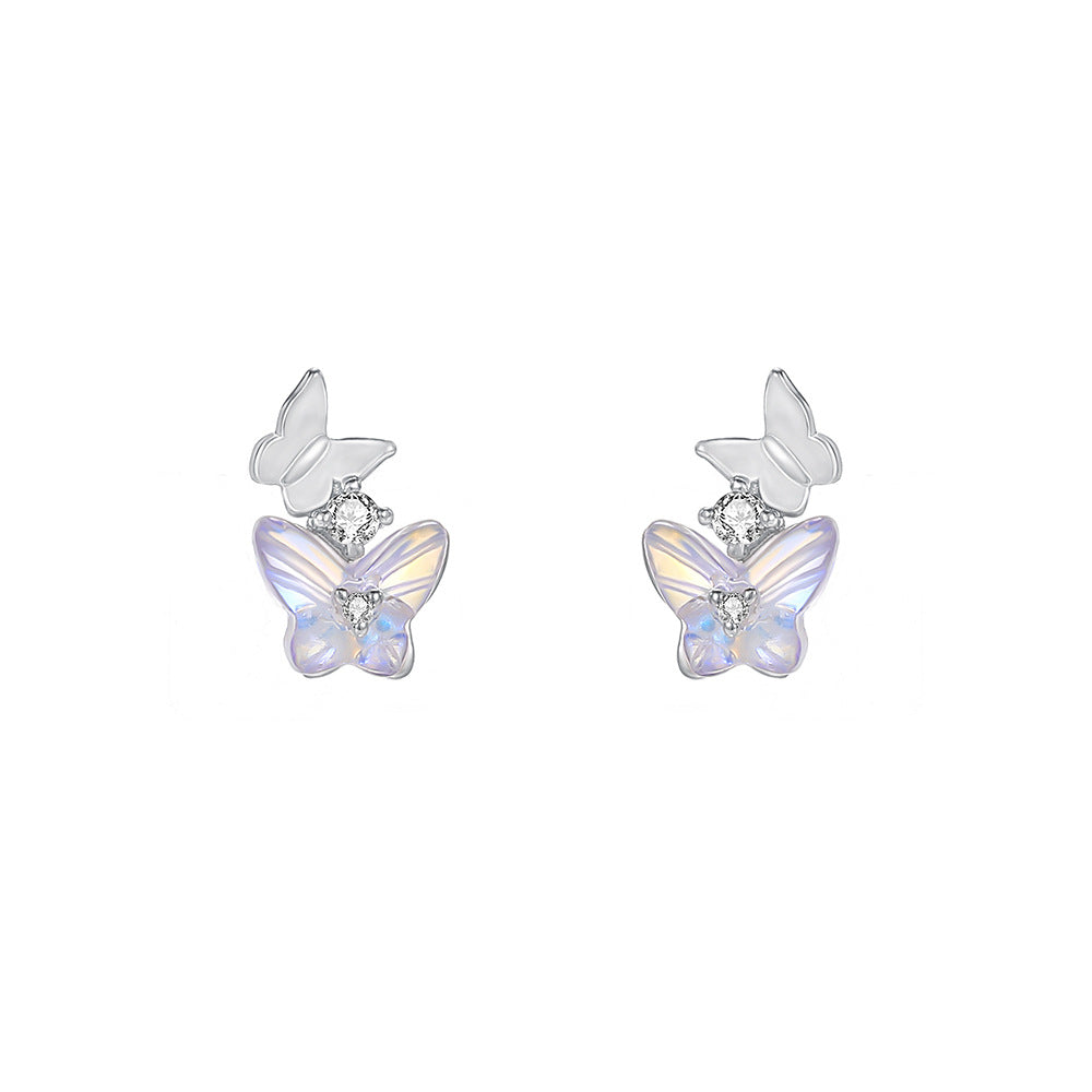 C廠 韓國韓版幻彩琉璃蝴蝶S999純銀耳環 批發 折扣@洽客服 25.12.W3「F6842」