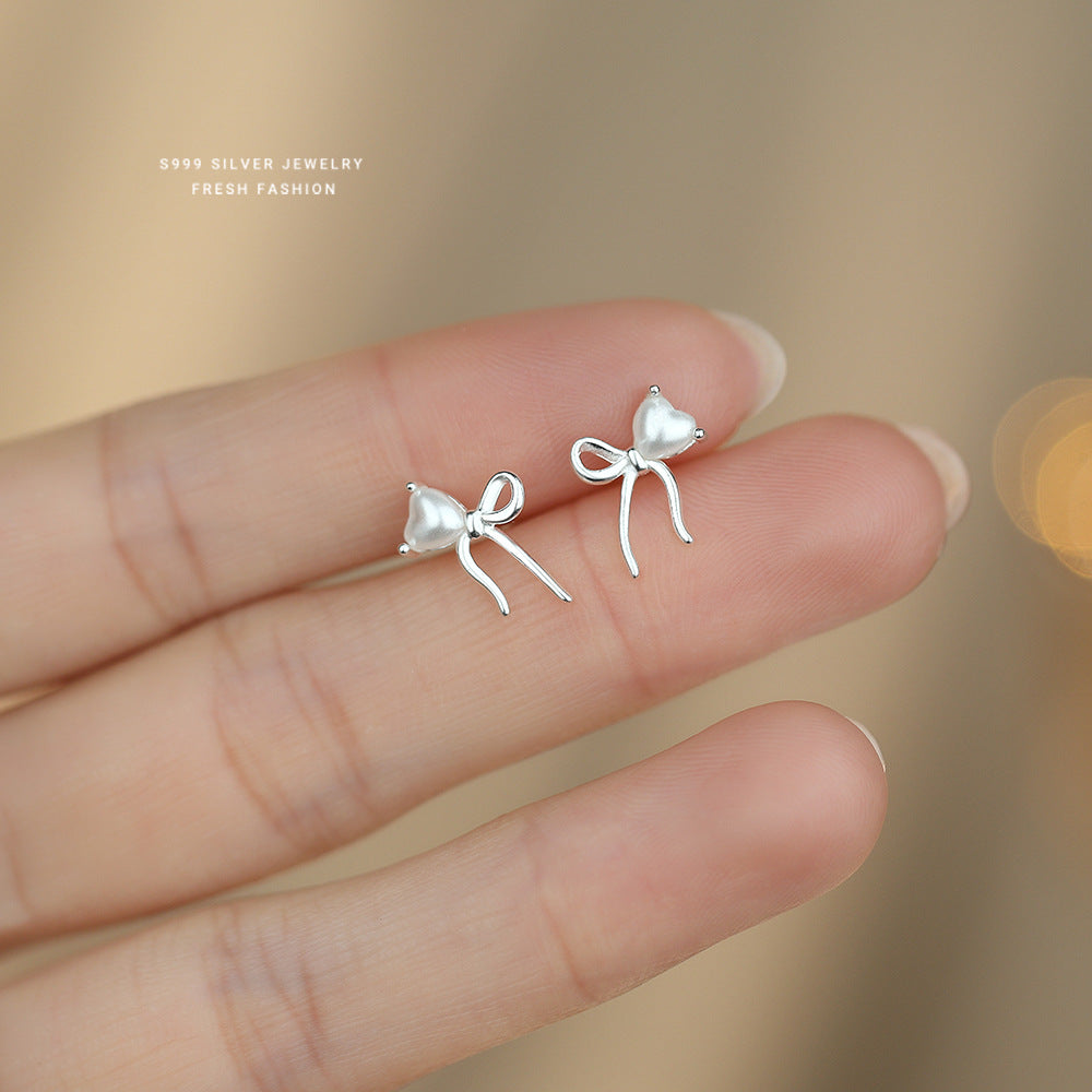C廠 S999足銀｜韓國韓版輕奢蝴蝶結珍珠耳環 批發 折扣@洽客服 26.02.W3「E6183」