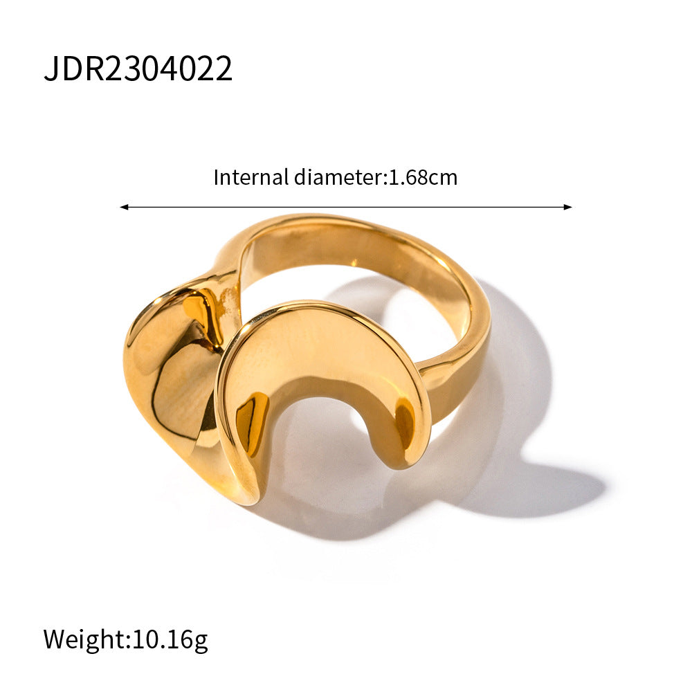 D廠【JDR2304022】歐美時尚輕奢18K鍍金荷葉邊不銹鋼戒指 23.07.W2