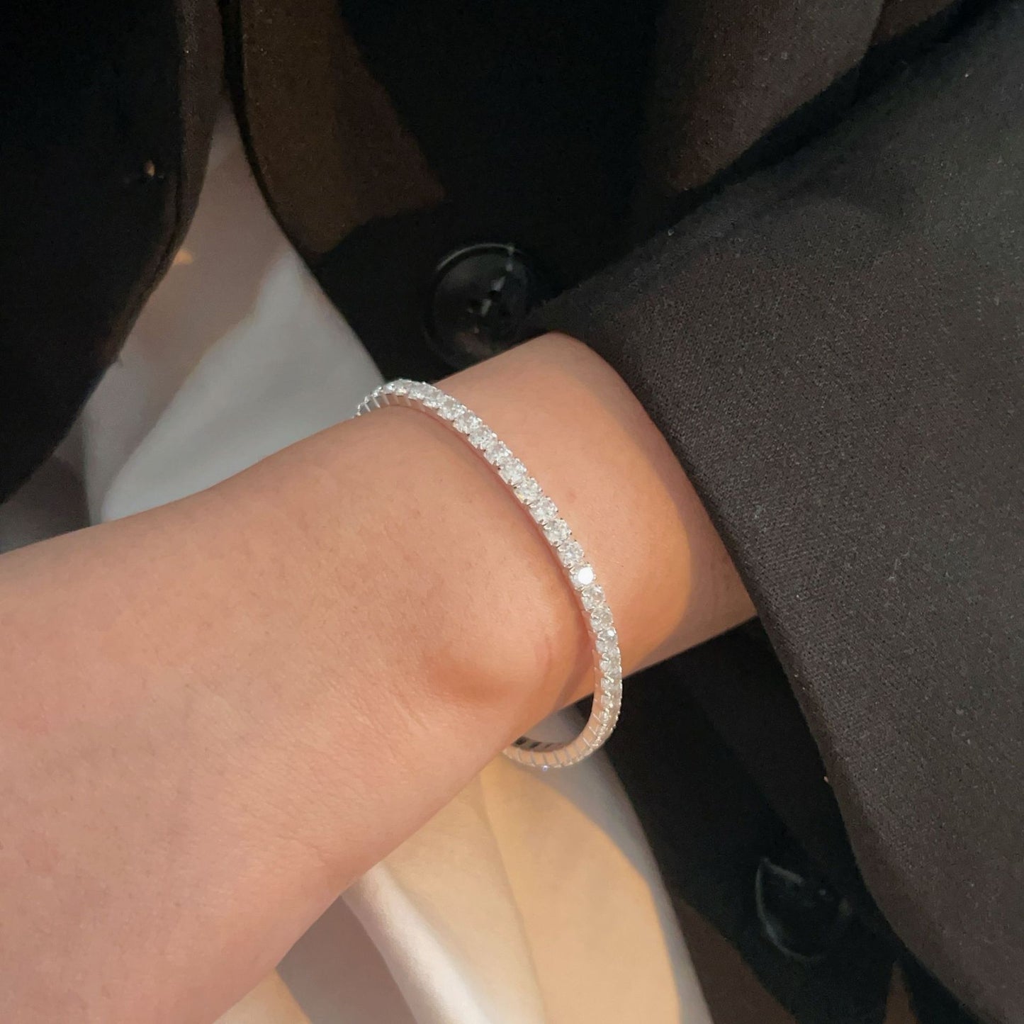 C3廠 韓國韓版閃閃動人滿鑽S925純銀手鍊 批發 折扣@洽客服 25.11.W1「HSL105」