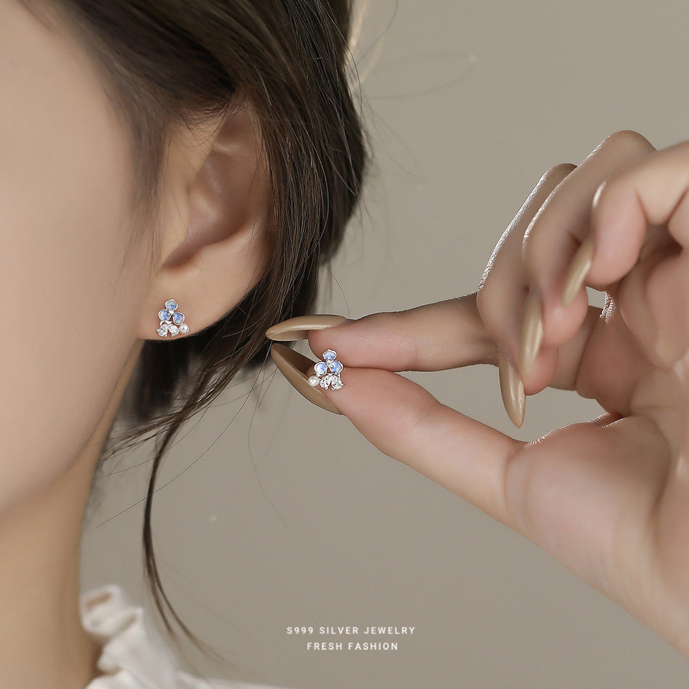 C廠 韓國韓版漸層藍鶯尾花S999純銀耳環 批發 折扣@洽客服 25.12. W2「E5878」