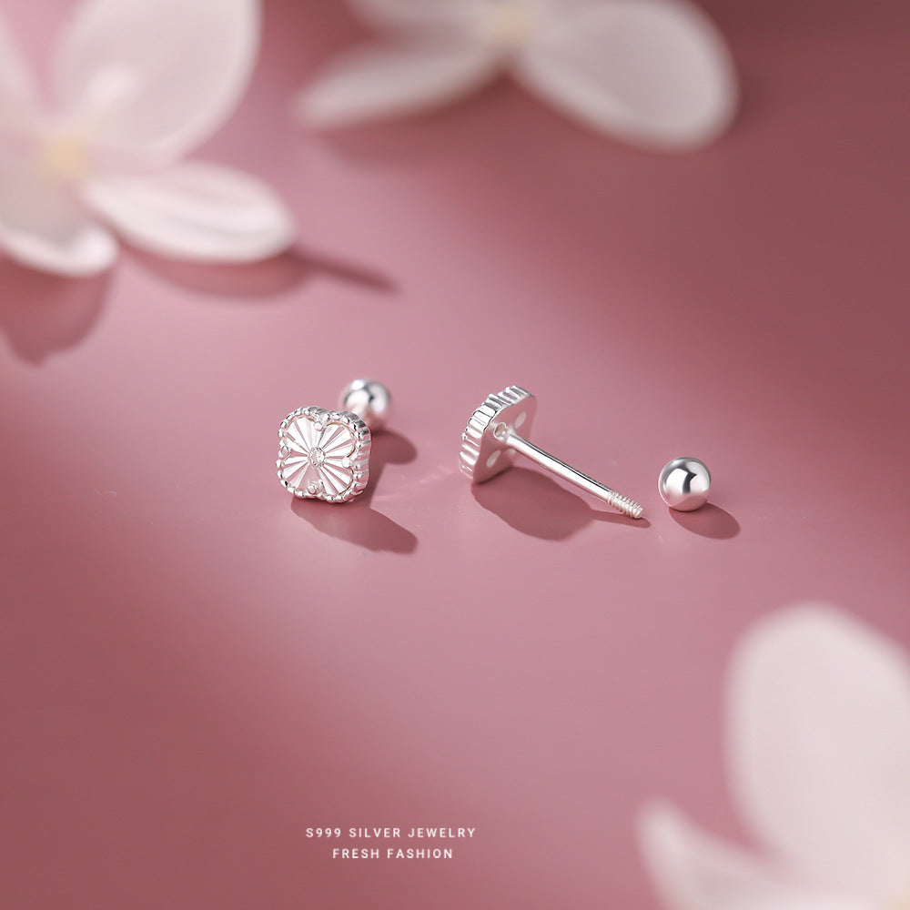 C廠 韓國韓版車花四葉草S999純銀耳環 批發 折扣@洽客服 25.11.26「F6651」