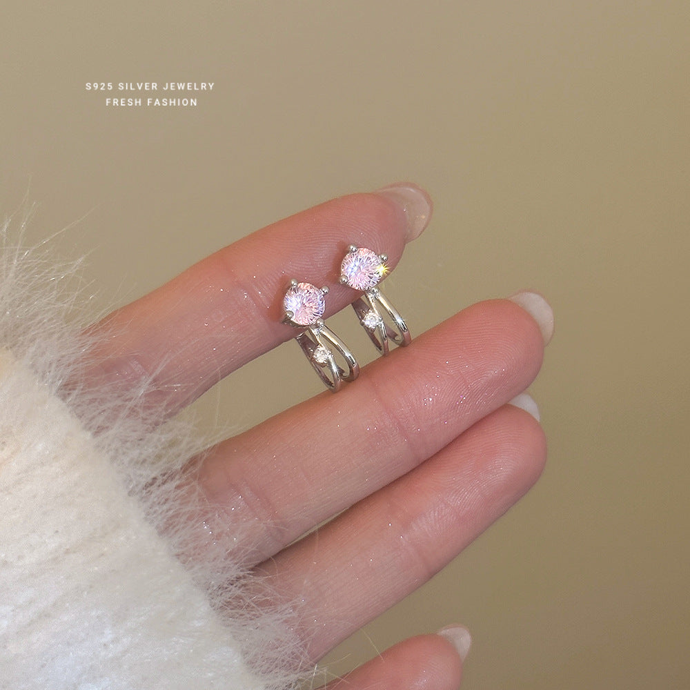 C廠 韓國韓版小清新淺粉煙火S925純銀耳夾 批發 折扣@洽客服 26.01.W1「E5773」