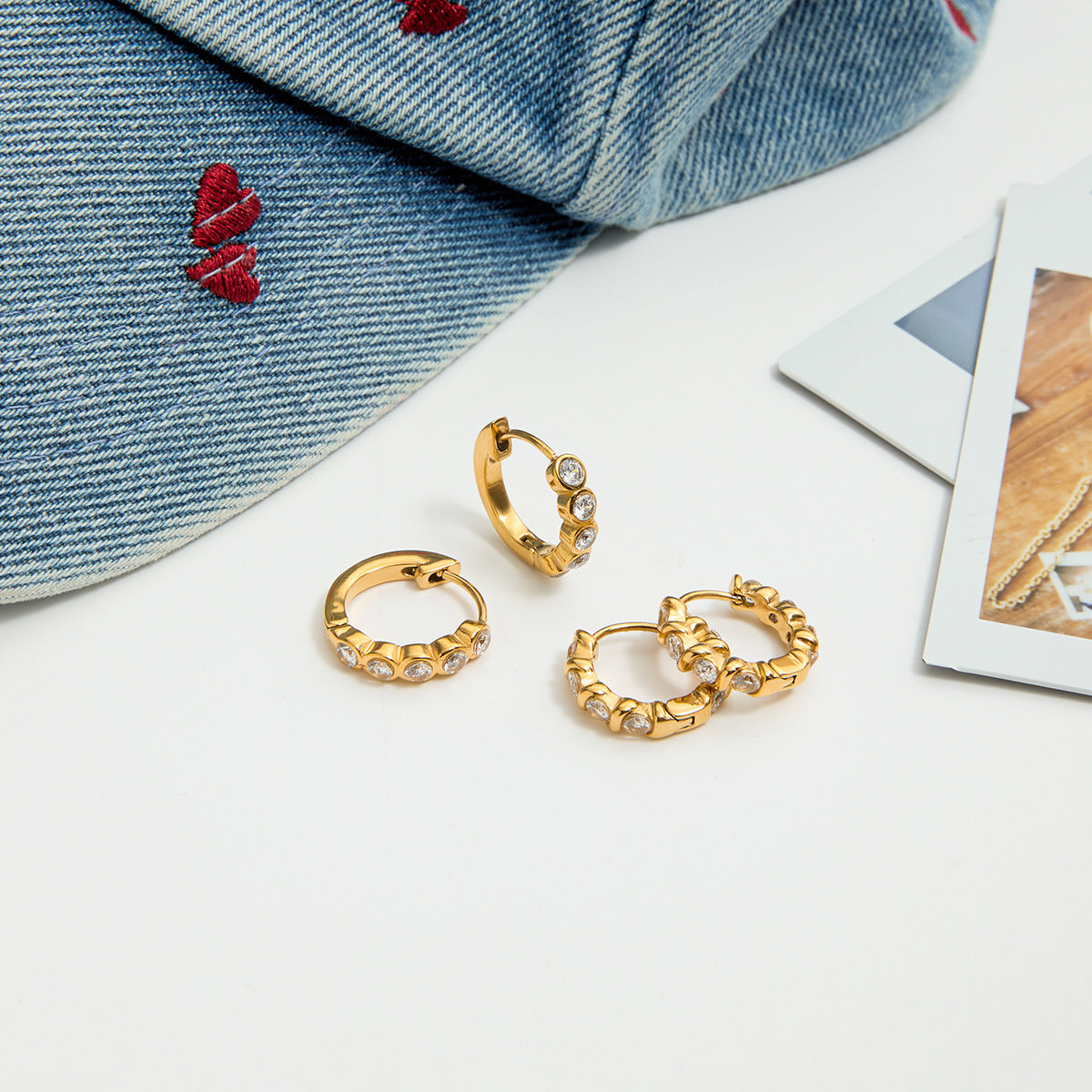 B廠 歐美款 鋯石鈦鋼 鈦鋼鍍18K金耳環 批發 折扣@洽客服 25.10.W5「JDE0306075 JDE0306077」