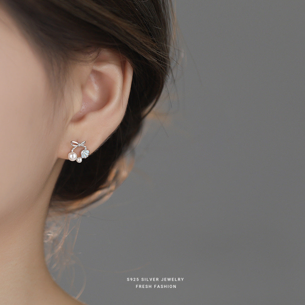 C廠 韓國韓版蝴蝶結珍珠S925純銀耳環 批發 折扣@洽客服 25.12.W4「E5966」