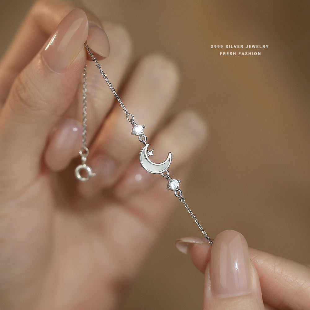 C廠 韓國韓版白貝月亮S999純銀手鍊 批發 折扣@洽客服 25.12.W4「L1244」