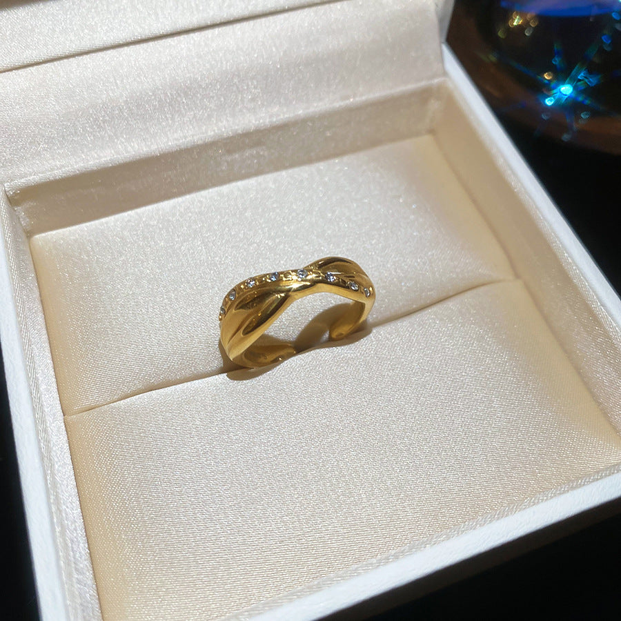 A2廠 韓國韓版鋯石芒星交叉雙層時尚開口戒指 批發 折扣@洽客服 25.11.W3「HR2775-TR124-TR125」