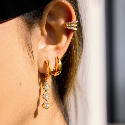 B廠 歐美款 白色鋯石流蘇鈦鋼鍍18K金耳環 批發 折扣@洽客服 26.03.W1「JDE0311184」