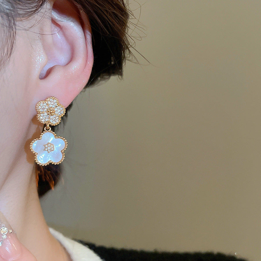 A2廠 日韓款鋯石花朵五瓣花電鍍18k真金銀針耳環 批發 折扣@洽客服 25.11.W4「WE4953」