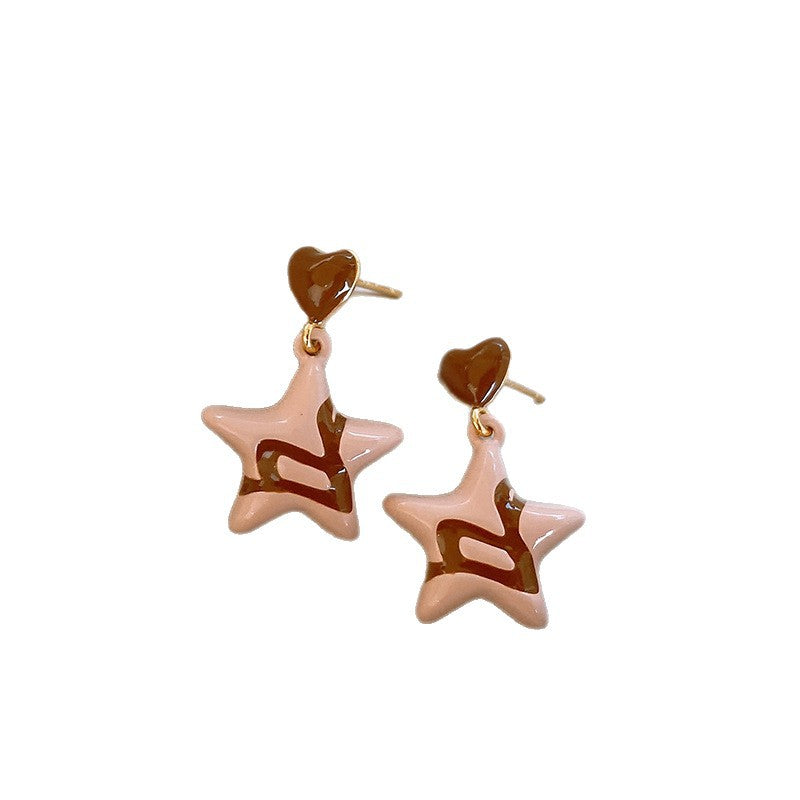 A2廠 韓國韓版滴油愛心星星銀針耳環 批發 折扣@洽客服 25.10.W5「HE28854」