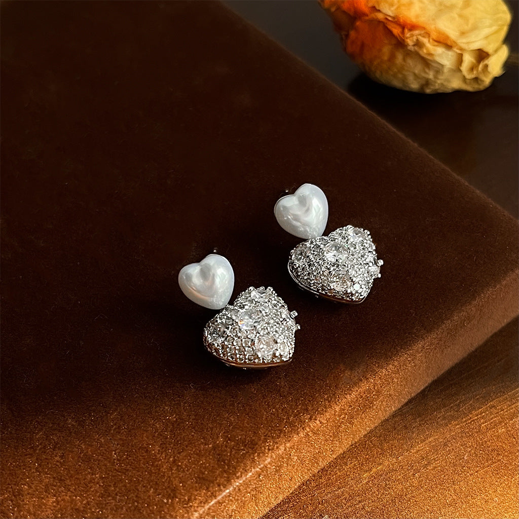 A廠 日韓款重工鋯石愛心銀針耳環 批發 折扣@洽客服 25.11.W4「4839」