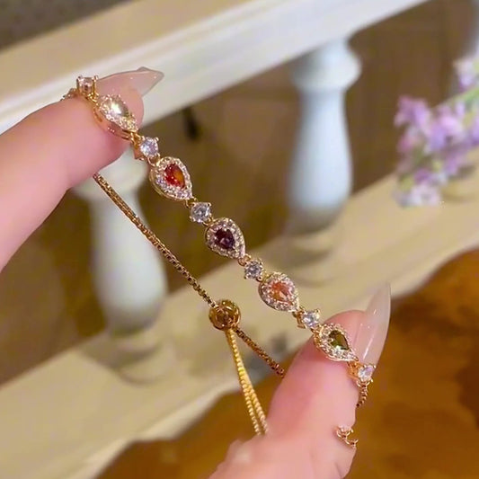 A2廠 銅｜韓系財色鋯石水滴手鍊 批發 折扣@洽客服 26.02.W1「HB5111」