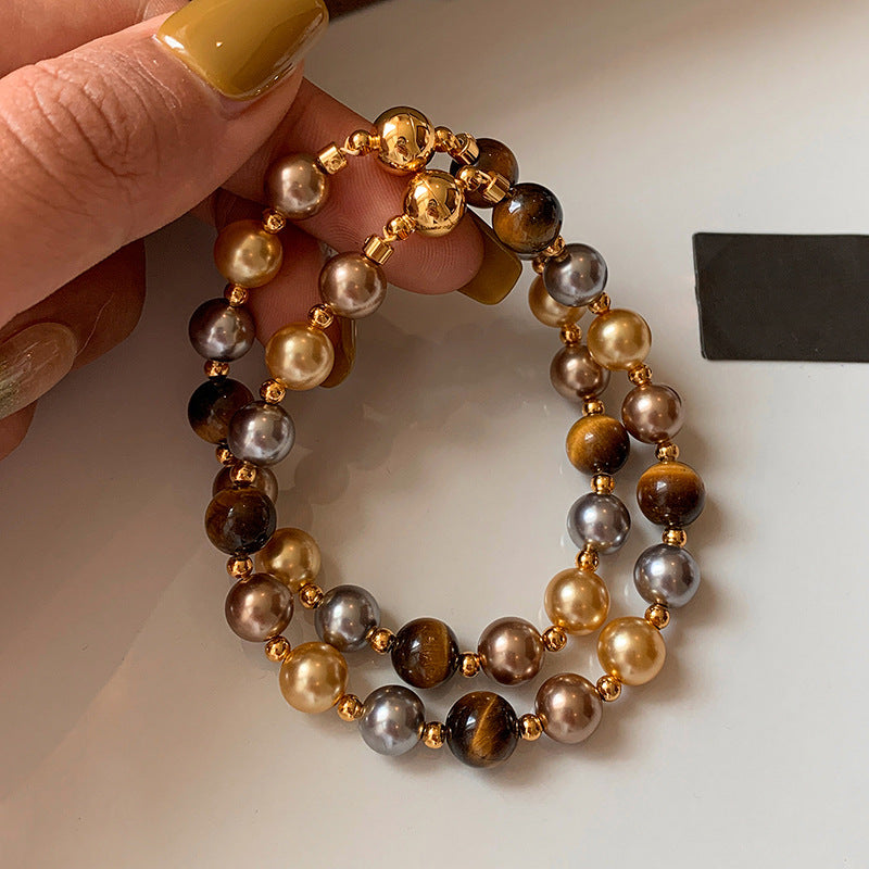 A2廠 韓國韓版復古虎眼石珍珠串珠磁吸手鍊 批發 折扣@洽客服 25.11.W3「HB4768」