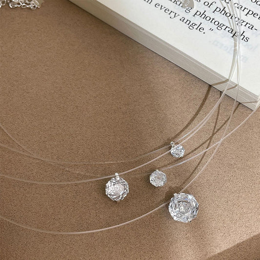 C2廠 韓國韓版玫瑰切人魚淚隱形魚線項鍊 批發 折扣@洽客服 25.10.W5「DQ2212N」