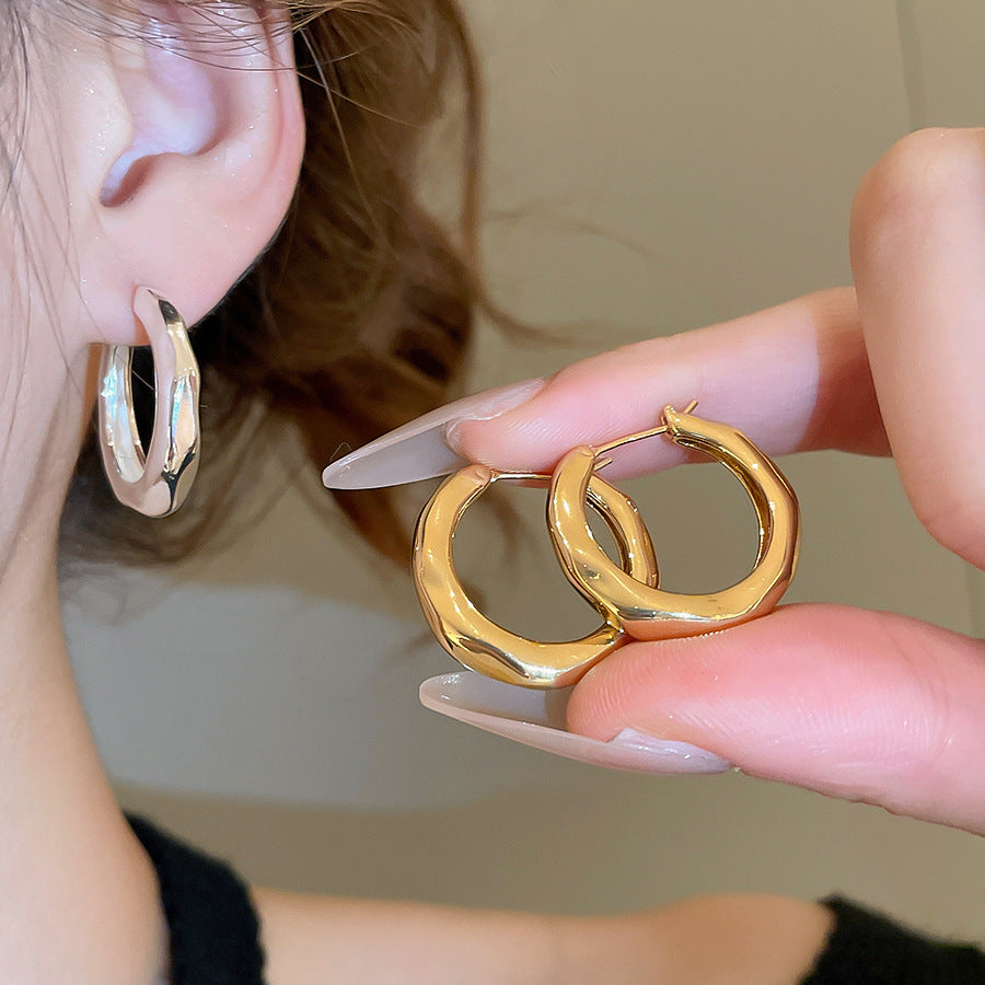 A2廠 韓國韓版褶皺幾何圓形電鍍18K真金銀針耳環 批發 折扣@洽客服 25.10.W5「WE4772」