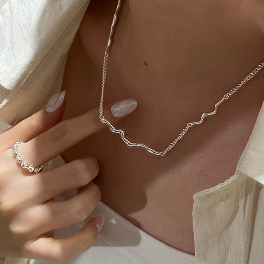 C2廠 韓國韓版波浪925純銀項鍊 批發 折扣@洽客服 25.11.W1「SN3348」