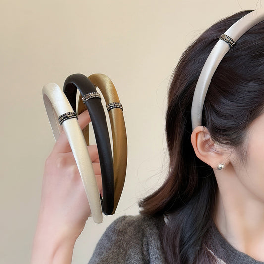 D廠  珠光緞面鑲鑽髮箍髮飾批發 26.04.W3「FG-0075」