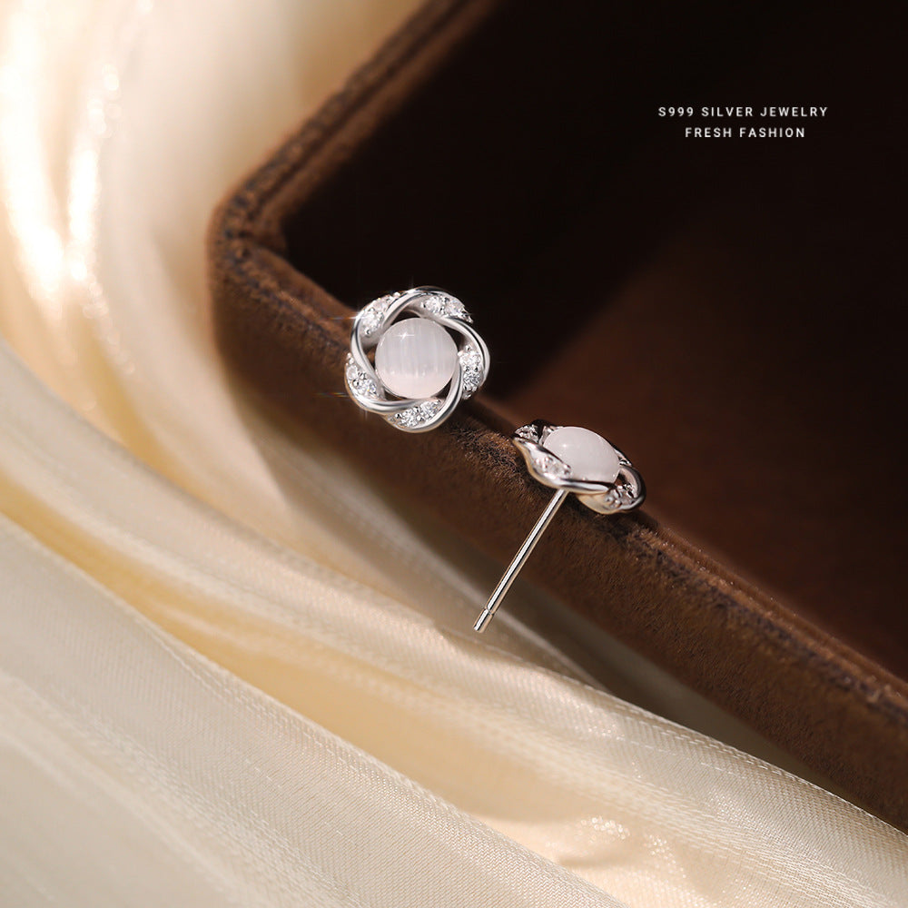 C廠 韓國韓版莫比烏斯貓眼石S999純銀耳環 批發 折扣@洽客服 25.12. W2「E5876」