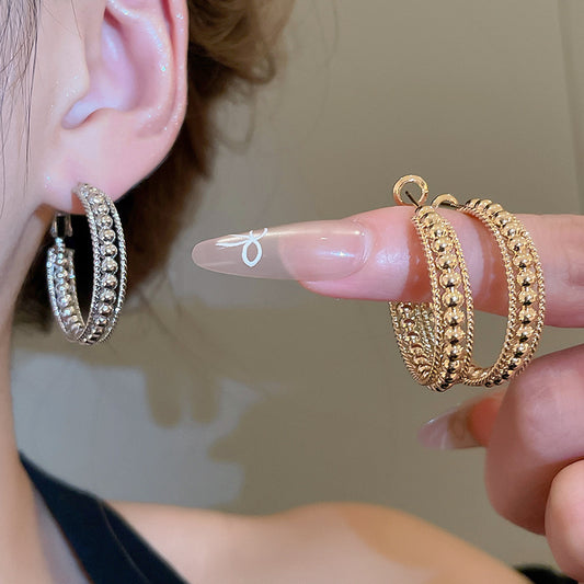 A2廠 韓國韓版金屬感幾何圓鏤空銀針耳環 批發 折扣@洽客服 25.10.W5「HE28878」