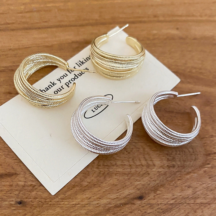 A2廠 韓國韓版多層C型電鍍真金耳環  批發 折扣@洽客服 26.01.W1「HE29713」