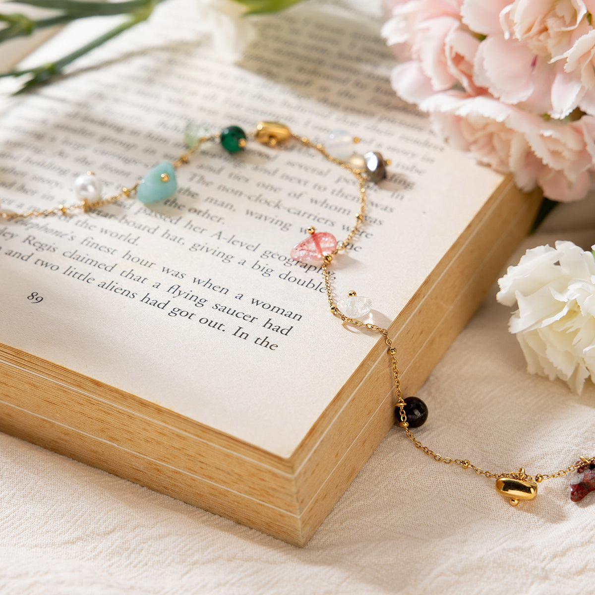 B廠 歐美款 LUNA 天然石鈦鋼鍍18K金項鍊 批發 折扣@洽客服 25.12.W1&手鍊「JDB0209019,JDN0209013」