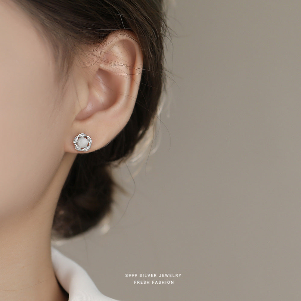C廠 韓國韓版莫比烏斯貓眼石S999純銀耳環 批發 折扣@洽客服 25.12. W2「E5876」