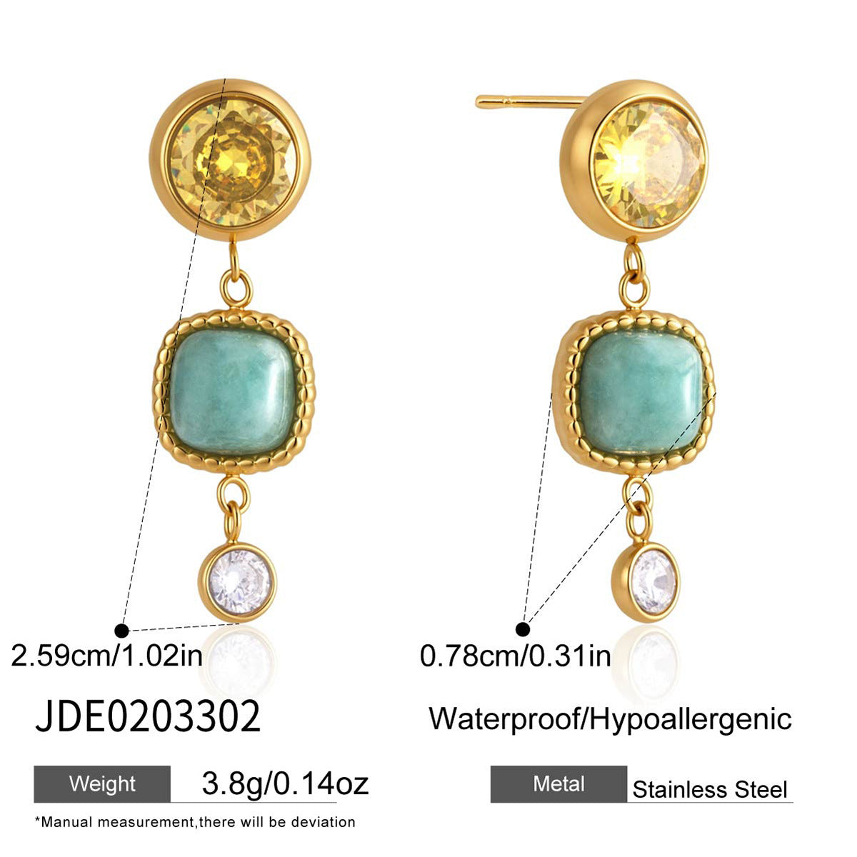 B廠 歐美款  GLORIA 鈦鋼鍍18K金耳環26.06.W4「JDE0203300,JDE0203301,JDE0203302」