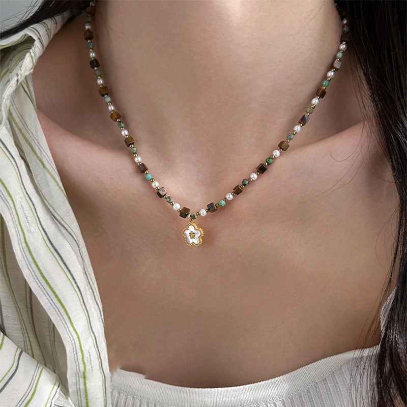 A2廠 韓國韓版鈦鋼珍珠花朵項鍊 批發 折扣@洽客服 25.11.W3「WN792」