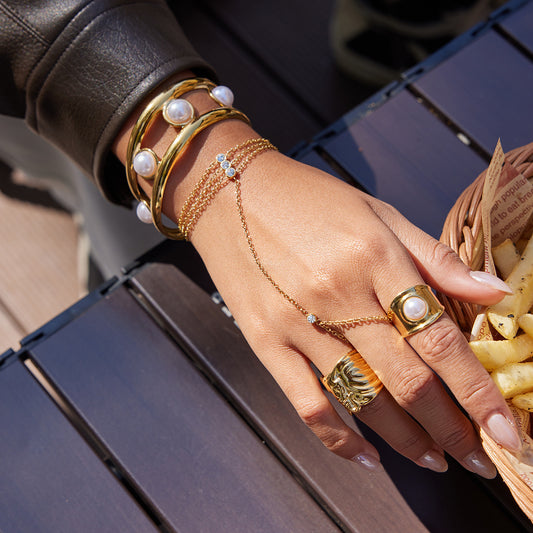 B廠 歐美款JEAN 珍珠開口鈦鋼鍍18K金戒指 批發 折扣@洽客服 25.12.W3「JDR0310004」