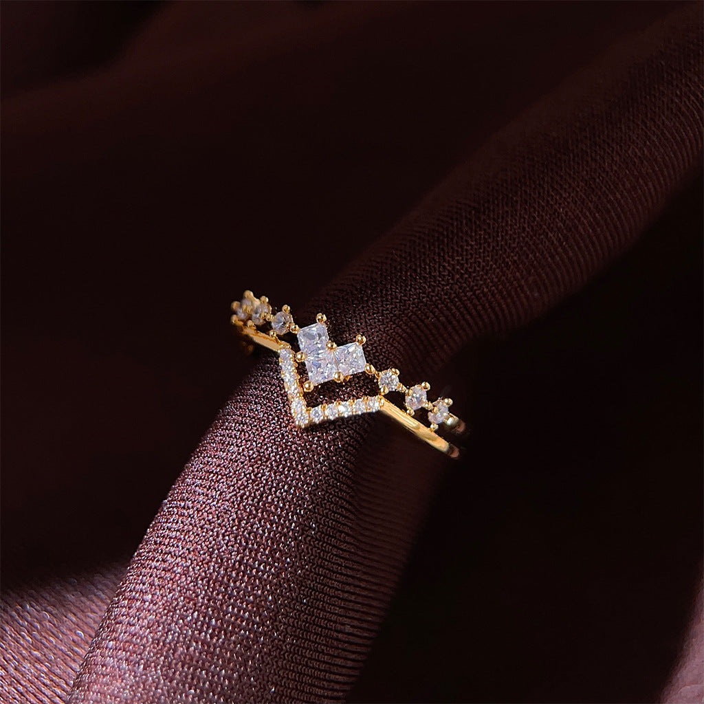 A廠 日韓款輕奢皇冠鋯石銅鍍18k金戒指 批發 折扣@洽客服 25.11.W4「2942」