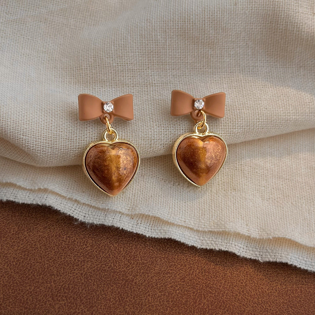 A廠 日韓款 蝴蝶結愛心銀針耳環 批發 折扣@洽客服 26.03.W1「7018」