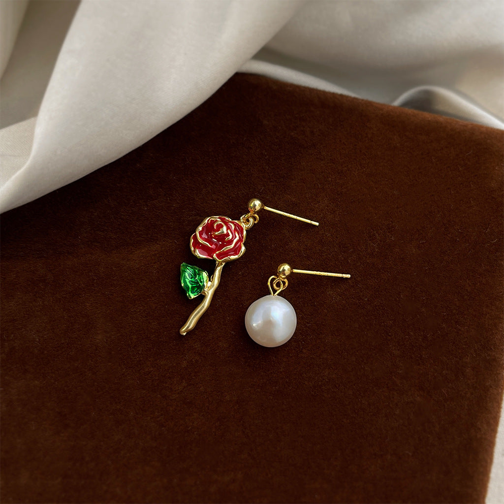 A廠 日韓款 復古玫瑰花淡水珍珠銀針耳環 批發 折扣@洽客服 25.11.W1「5067」