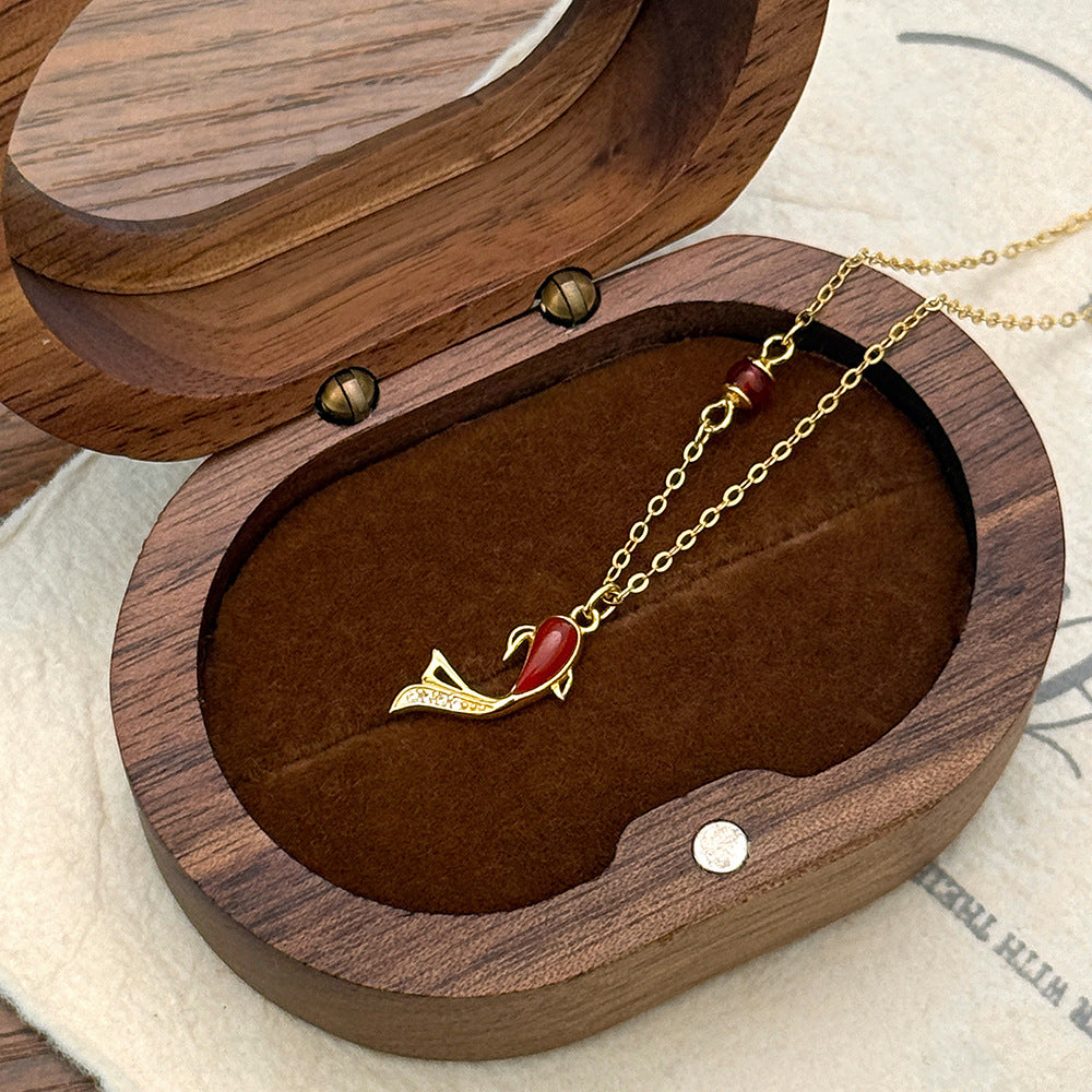 C廠 S925純銀｜精緻小金魚瑪瑙項鍊 批發 折扣@洽客服 25.01.W4「A4892」