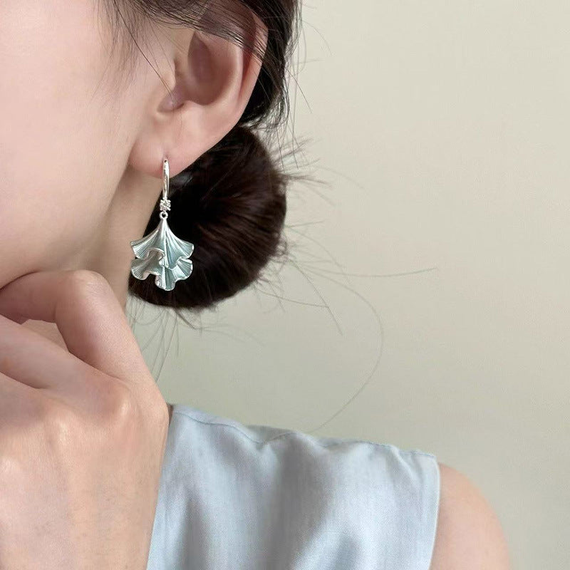 A2廠 日韓款鋯石滴油銀杏葉銀針耳環 批發 折扣@洽客服 25.11.W4「HE28970」