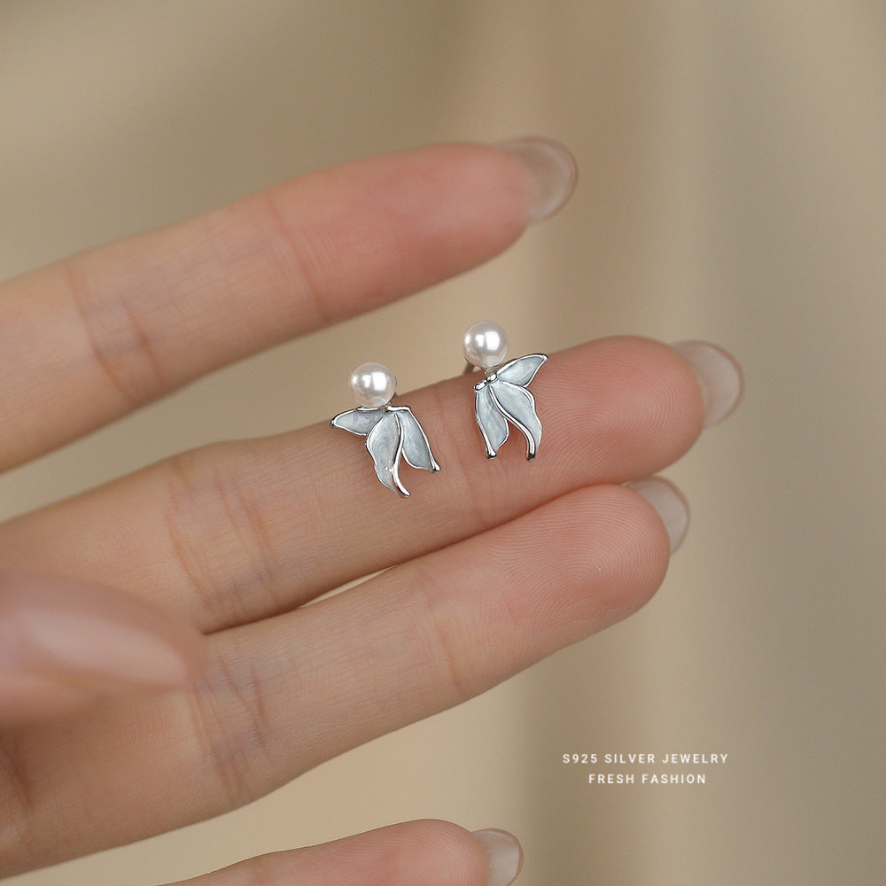 C廠 韓國韓版氣質珍珠魚尾S925純銀耳環 批發 折扣@洽客服 25.12.W4「E5920」