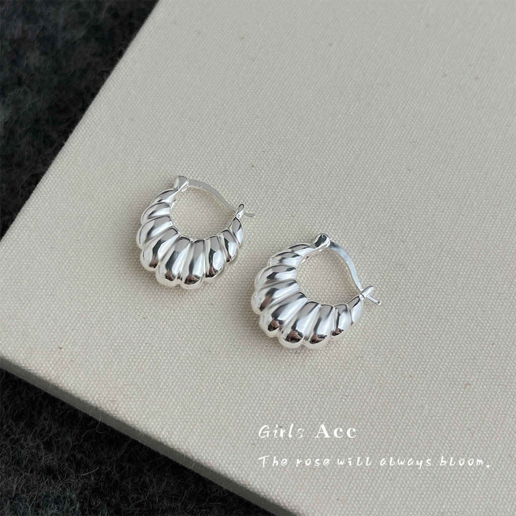 A廠 日韓款牛角包銀針耳環 批發 折扣@洽客服 25.12.W2「4662」