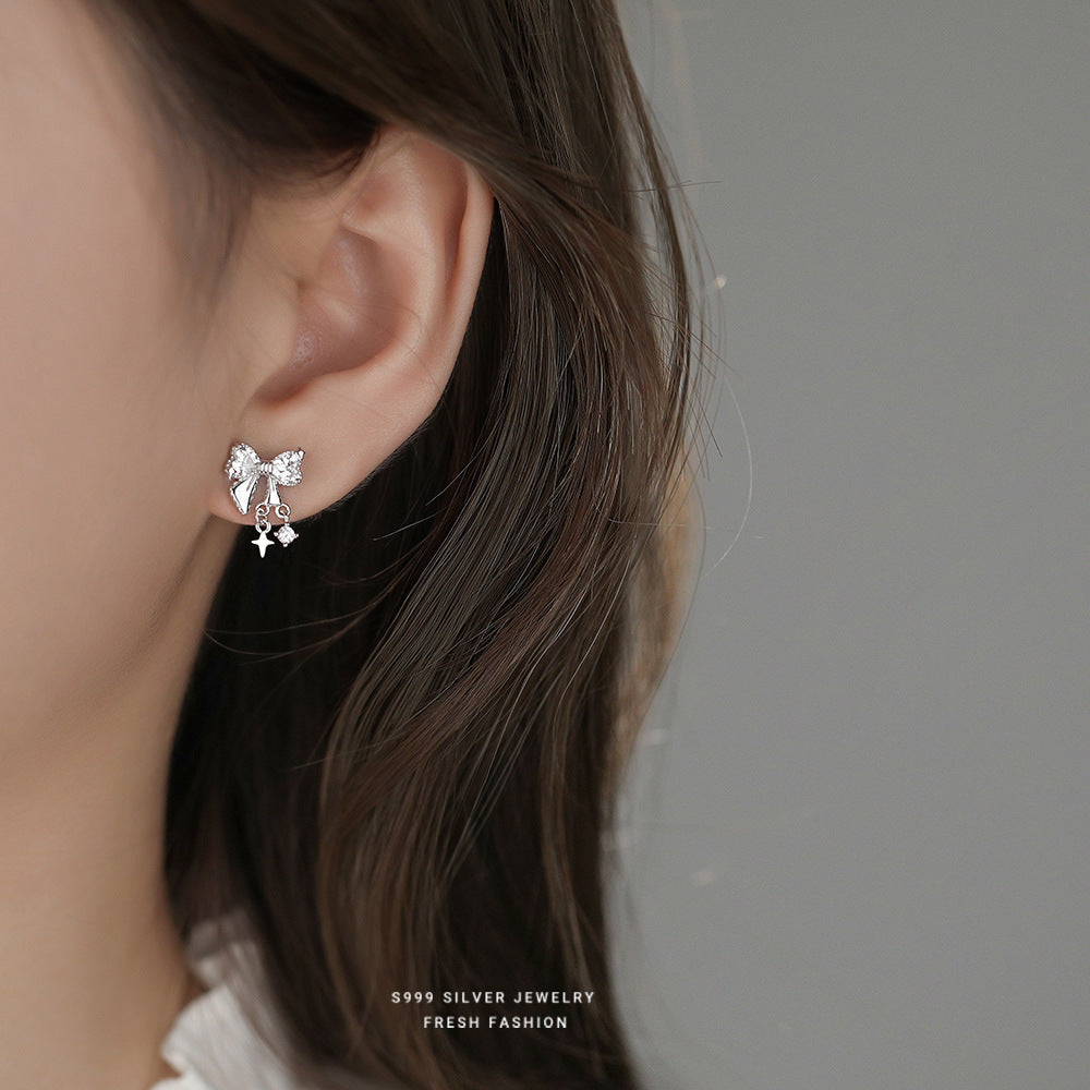 C廠 韓國韓版鋯石蝴蝶結S999純銀耳環 批發 折扣@洽客服 25.11.W3「E4162」