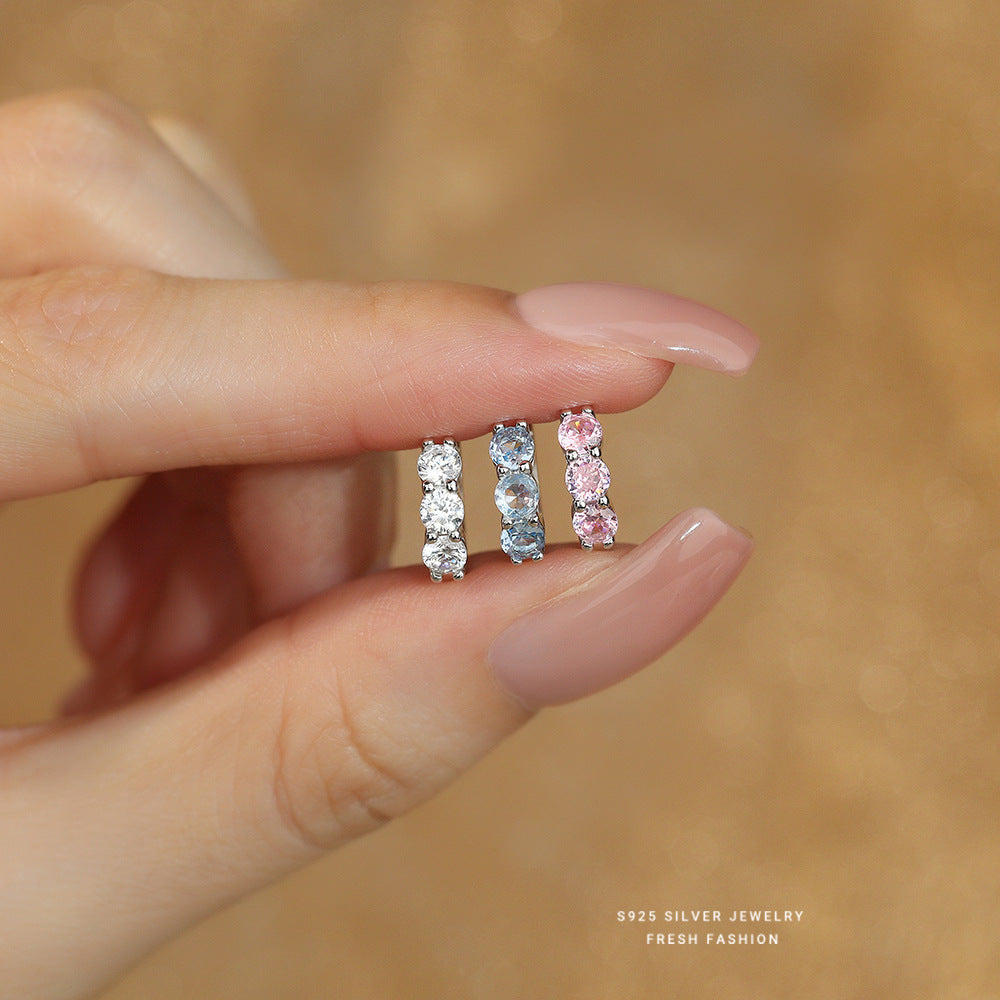 C廠 韓國韓版小清新彩色鋯石S925純銀耳環 批發 折扣@洽客服 25.11.W3「E5783」