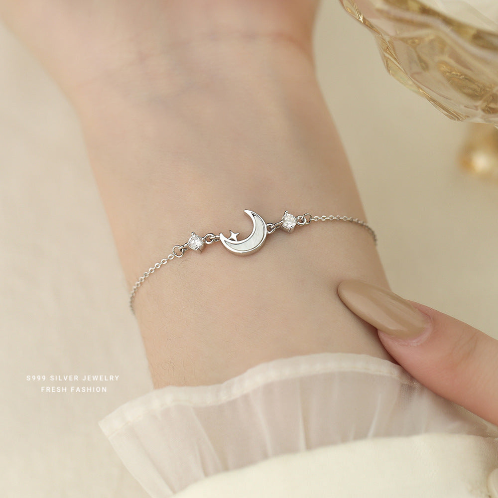 C廠 韓國韓版白貝月亮S999純銀手鍊 批發 折扣@洽客服 25.12.W4「L1244」