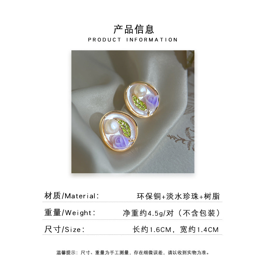 A廠 日韓款 手工琺瑯滴釉淡水珍珠銀針耳環批發 折扣@洽客服 26.06.W1「6688」