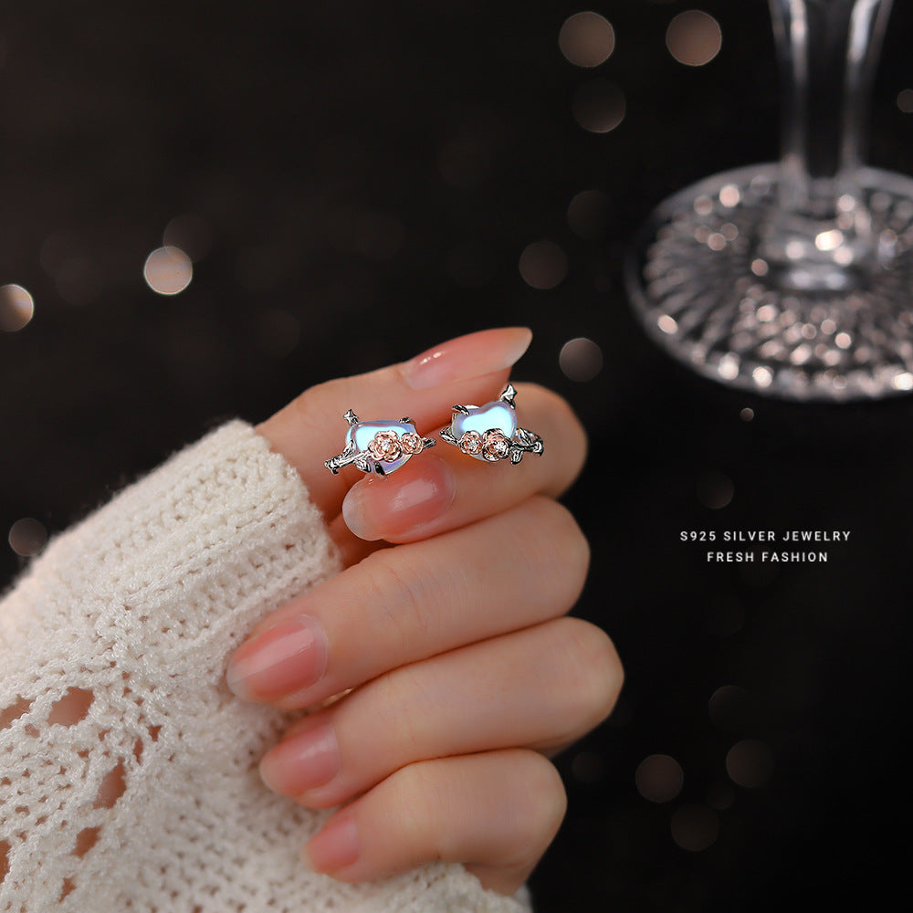 C廠 韓國韓版【玫瑰星球】月光石S925純銀耳環 批發 折扣@洽客服 25.10.W3「YE0135」