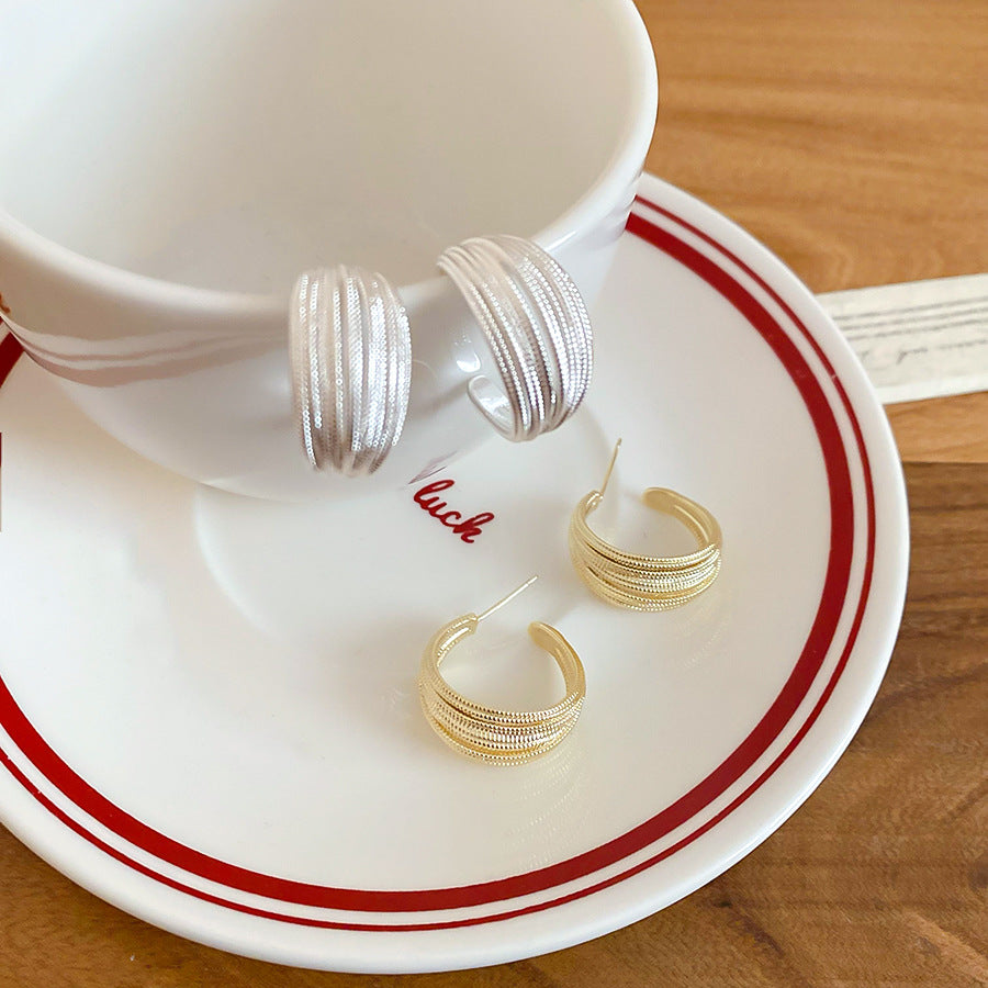 A2廠 韓國韓版多層C型電鍍真金耳環  批發 折扣@洽客服 26.01.W1「HE29713」