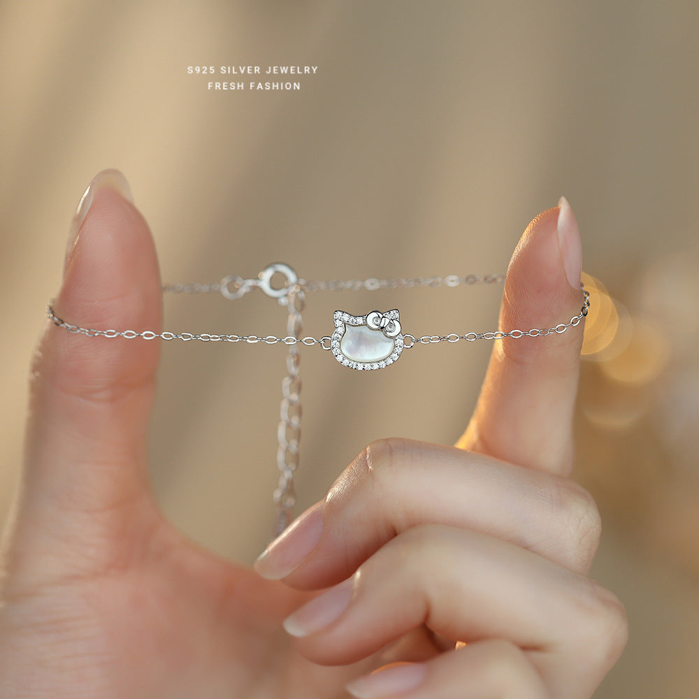C廠 S925純銀｜韓國韓版白貝母鑲鑽手鍊 26.02.W1「L1294」