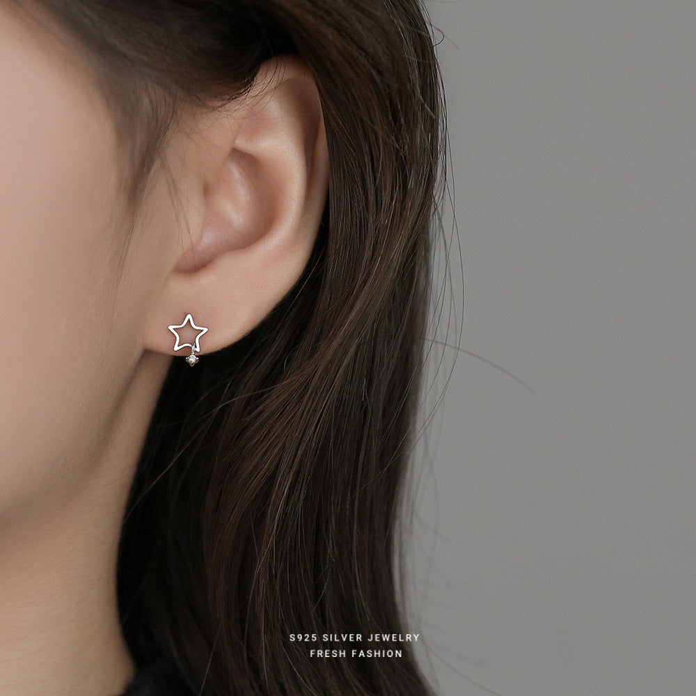 C廠 韓國韓版鏤空五角星S925純銀耳環 批發 折扣@洽客服 25.12.W3「E5885」